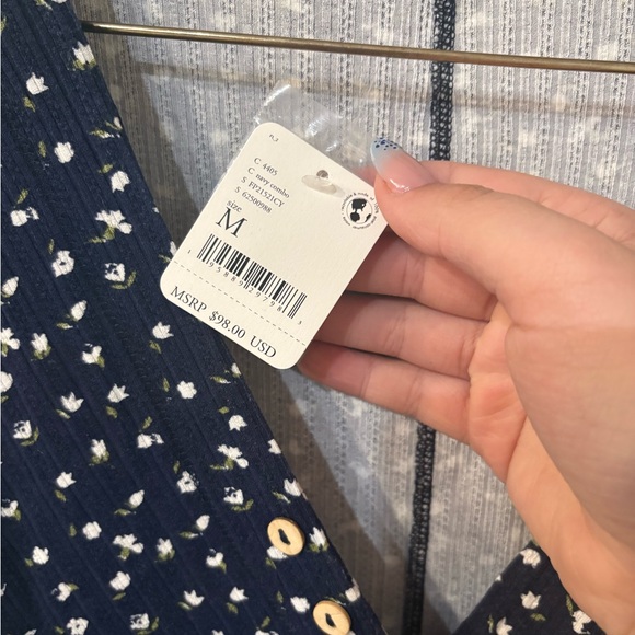 Free People Navy Floral Pajama Romper NWT - Picture 3 of 5